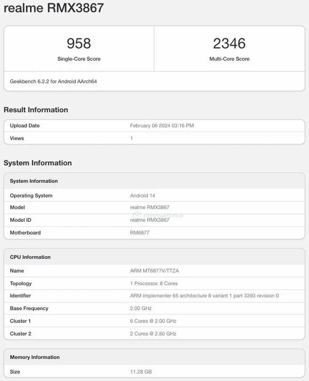 ظهور Realme 12+ 5G در Geekbench