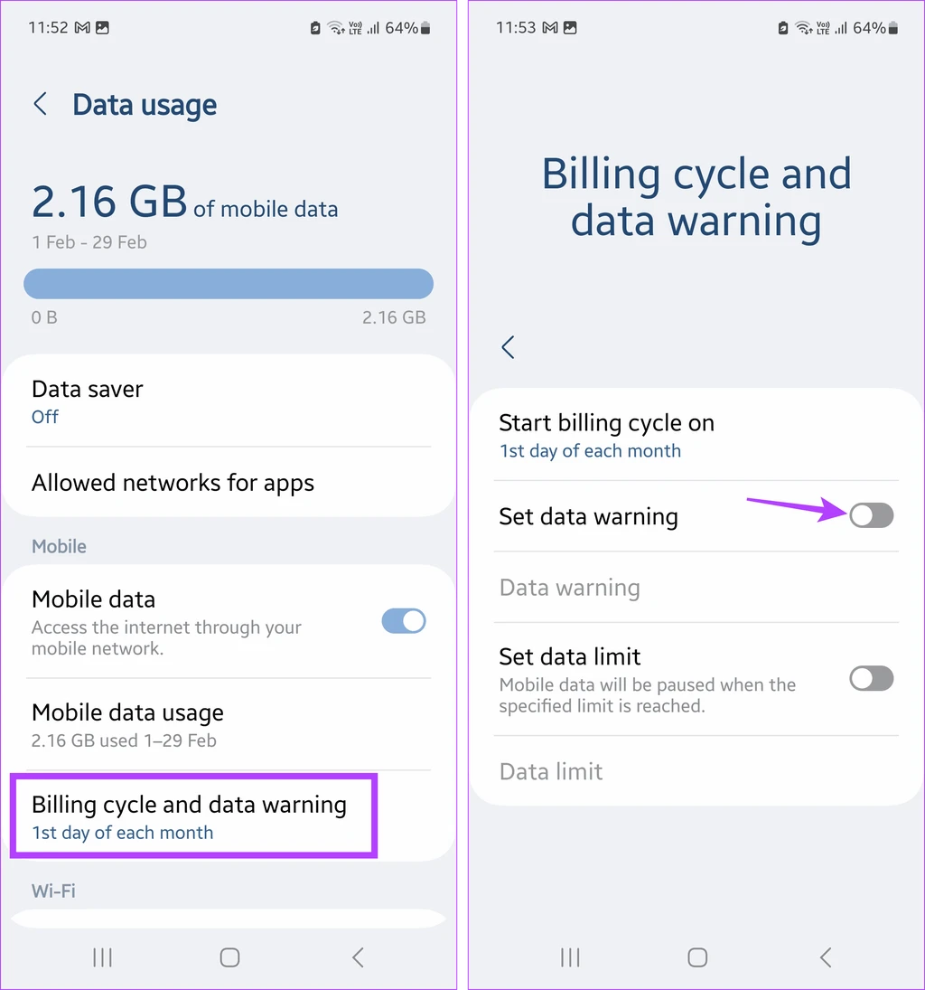 Tap-on-data-warning