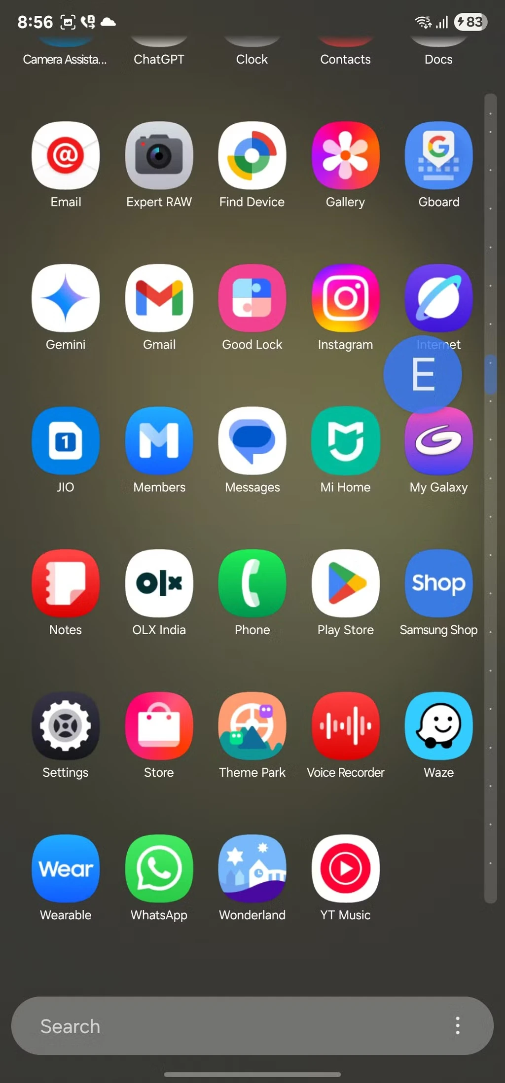 منوی عمودی برنامهها