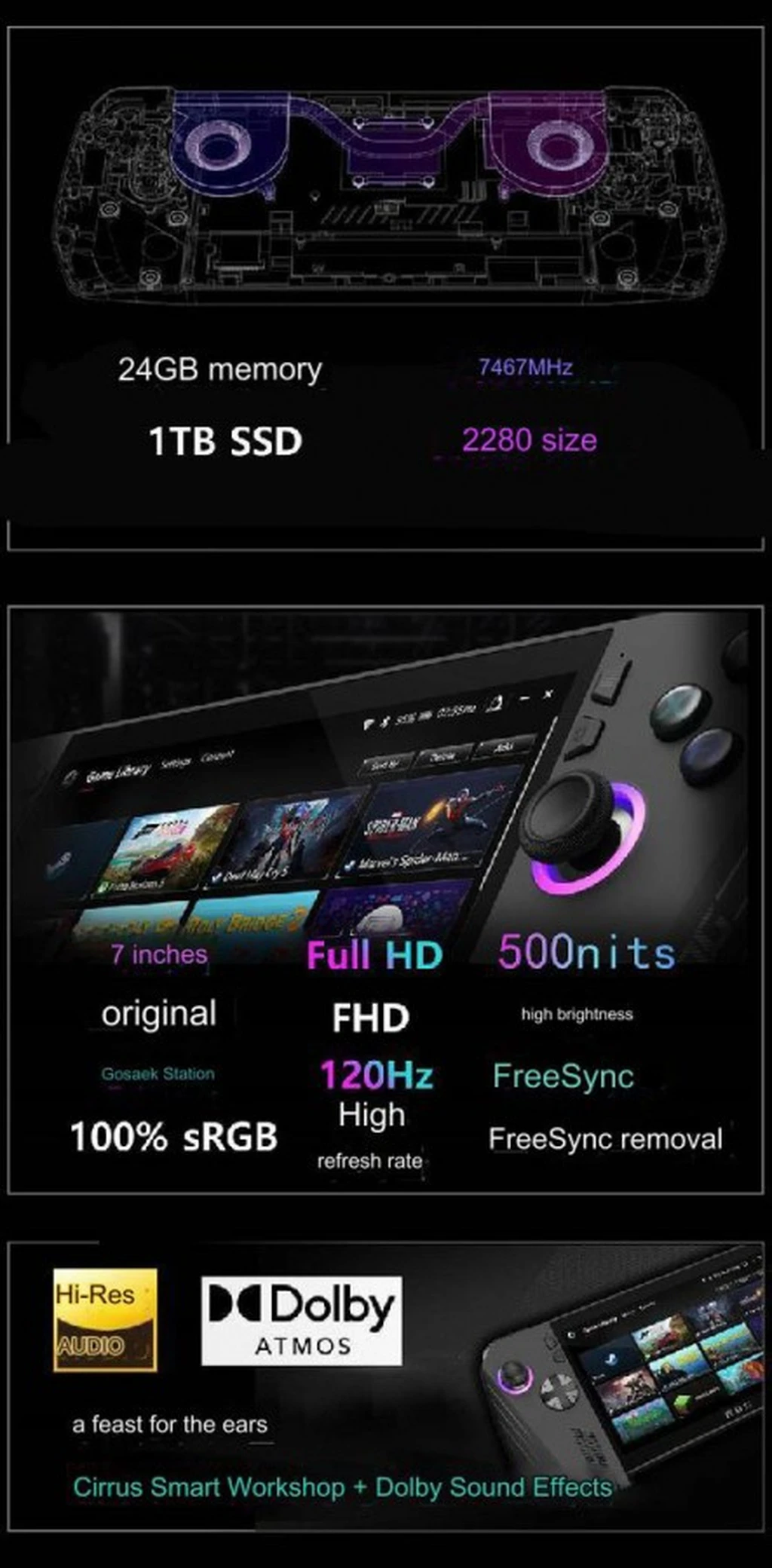 جزییات نمایشگر rog ally x ایسوس