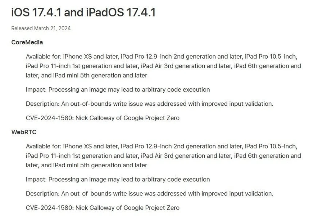 جزئیاتِ دو نقصِ امنیتیِ بحرانی در پچ iOS 17.4.1 