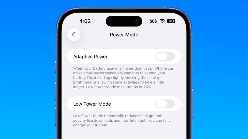 ویژگی Adaptive power آپدیت ios 26