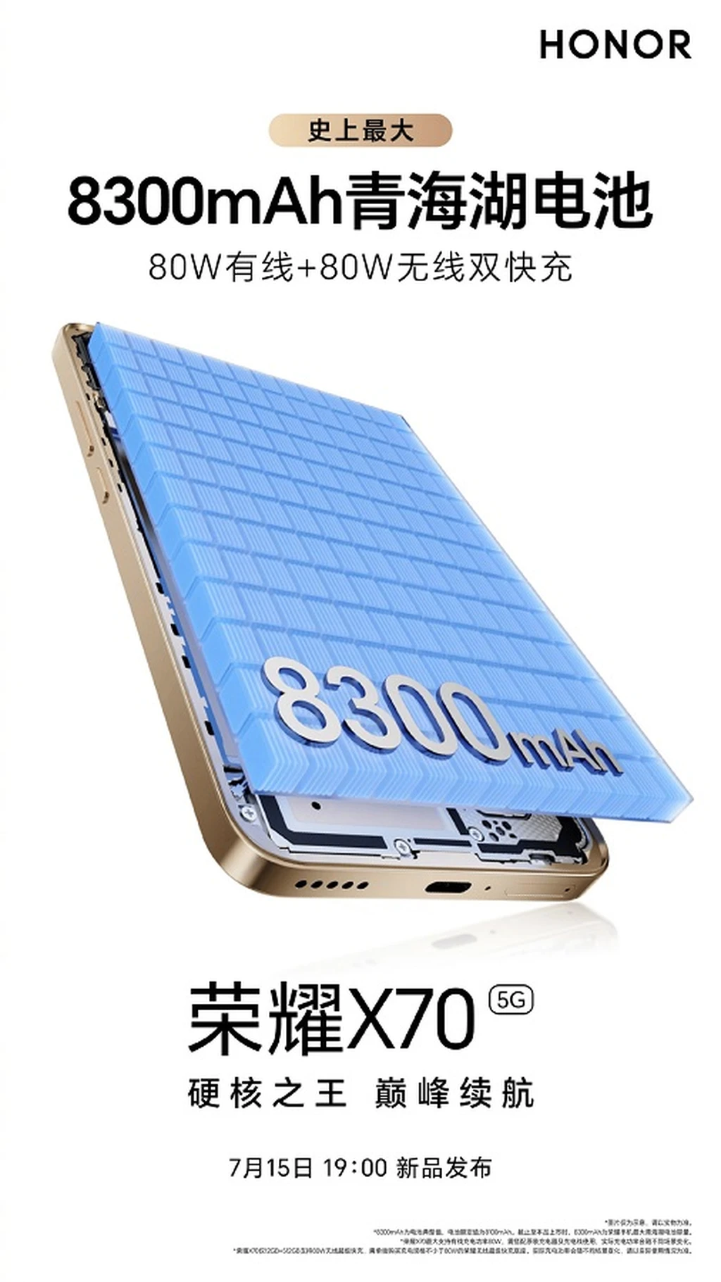ظرفیت باتری آنر X70