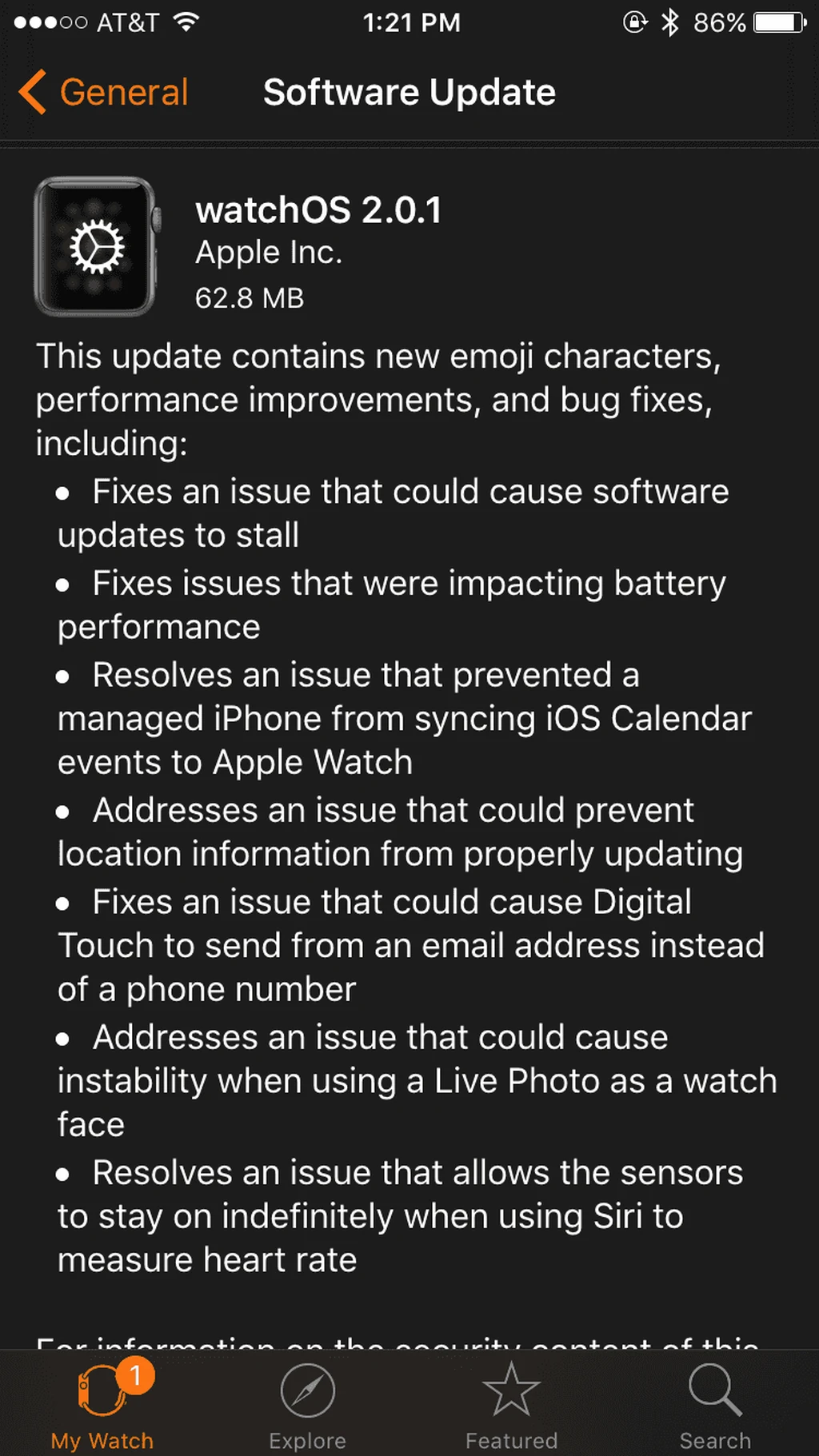 watchOS 2.0.1 عرضه شد