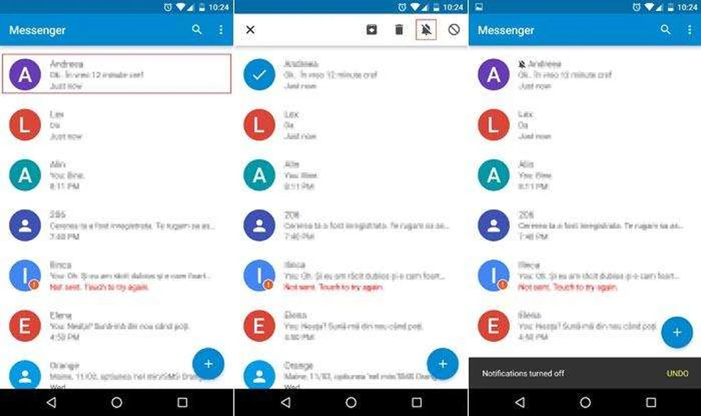 آموزش بستن صدای SMS برای یک مخاطب در Google Messenger