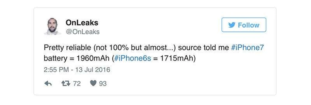 iPhone 7 باتری حجیم‌تری نسبت به آیفون 6اس دارد