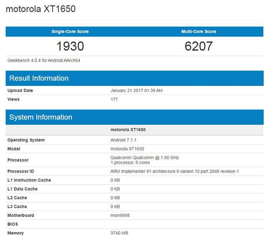 ظاهر شدن نسخه‌ای جدید از Moto Z با اسنپدراگون 835 در بنچمارک‌ها