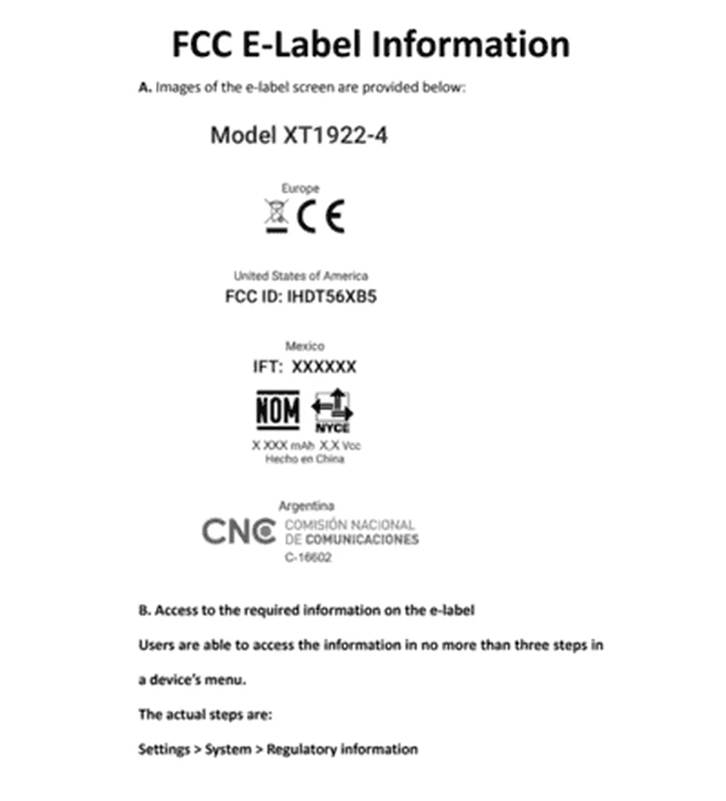 مشخصات موتو E5 و E5 پلاس در وب‌سایت FCC