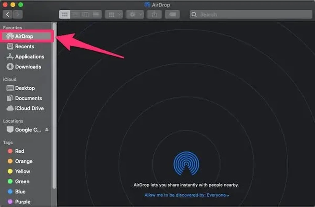 فعال‌کردن ایردراپ روی مک (Mac)