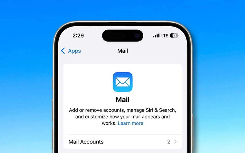 تنظیمات اپلیکیشن Mail