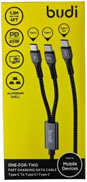 کابل شارژ کنفی یک به دو ‌USB-C به ‌USB-C بودی مدل DC210C2C12B-1