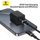 کابل شارژ 1 متری کنفی USB-C به USB-C بیسوس مدل CB000120-2