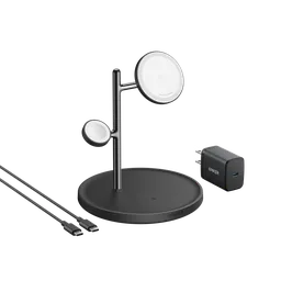 شارژر بی‌سیم ۱۵ وات ۳ در ۱ انکر مدل MagGo Wireless Charging Station 3-in-1 Qi2 B25M4