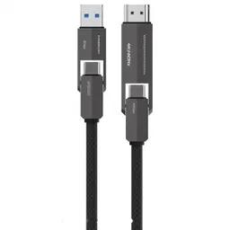 کابل شارژ و تصویر 4 کاره 1.2 متری کنفی USB-C به USB-C و HDMI پاورولوژی مدل PCAB034