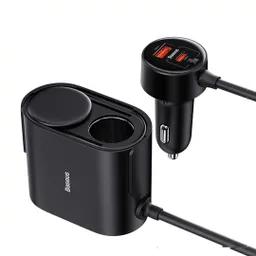 شارژر فندکی 30 وات بیسوس مدل BS-CG010 با دو سوکت فندک
