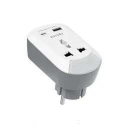 مبدل برق و شارژر با چراغ خواب پرودو مدل PD-MSACEU