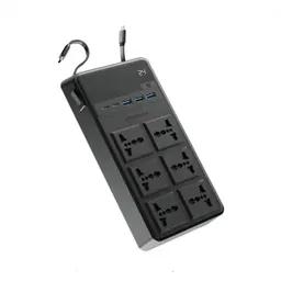 چندراهی برق 6 پریز با کابل جمع‌شونده پاورولوژی مدل PWCUQC030