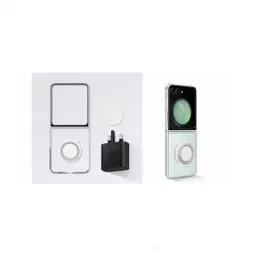 پک کاور شفاف گلکسی Z فلیپ 5 و شارژر 25 وات سامسونگ مدل EF-XF73KK