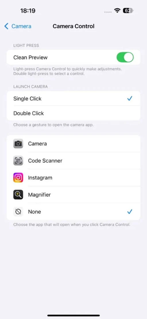 Disable Camera Control iPhone 16