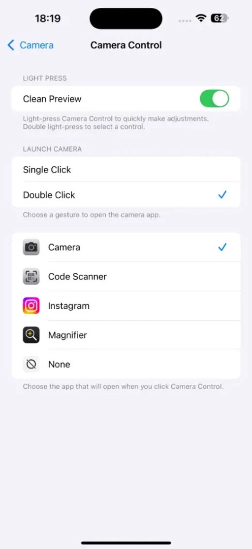 Disable Camera Control iPhone 16