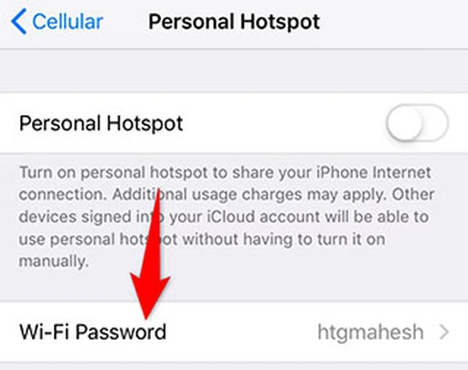 پسوورد هات اسپات آیفون
