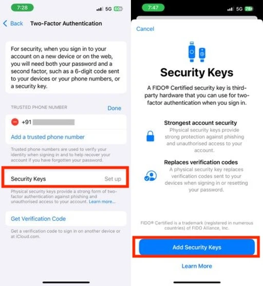 \ Security Keys و بالا بردن امنیت اپل آیدی شما به صورت حرفه‌ای