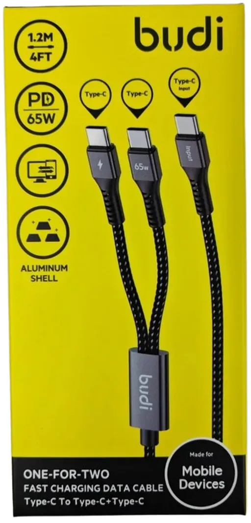 کابل شارژ کنفی یک به دو ‌USB-C به ‌USB-C بودی مدل DC210C2C12B-1