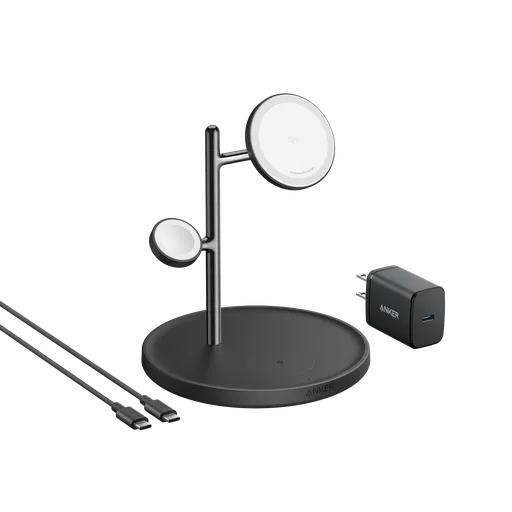 شارژر بی‌سیم ۱۵ وات ۳ در ۱ انکر مدل MagGo Wireless Charging Station 3-in-1 Qi2 B25M4-0