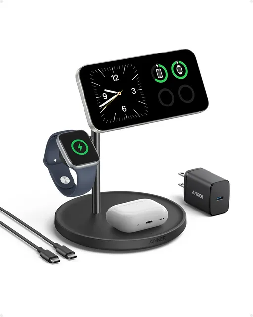 شارژر بی‌سیم ۱۵ وات ۳ در ۱ انکر مدل MagGo Wireless Charging Station 3-in-1 Qi2 B25M4-2