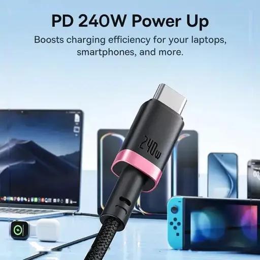 کابل شارژ 1 متری کنفی USB-C به USB-C بیسوس مدل CB000169-2
