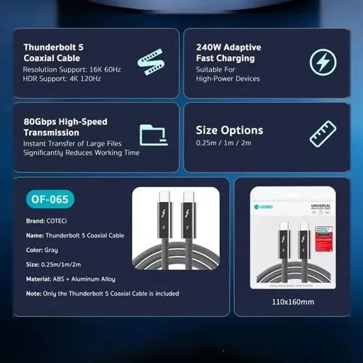 کابل تاندربولت 5 کوتتسی مدل OF-065 USB-C به USB-C-1