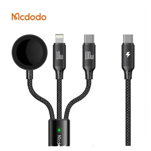 کابل شارژ 3 کاره 1.2 متری کنفی USB-C به USB-C، لایتنینگ و اپل واچ مک دودو مدل CA-494-0