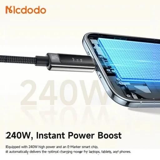 کابل شارژ 1.2 متری کنفی USB-C به USB-C مک دودو مدل CA-890-1