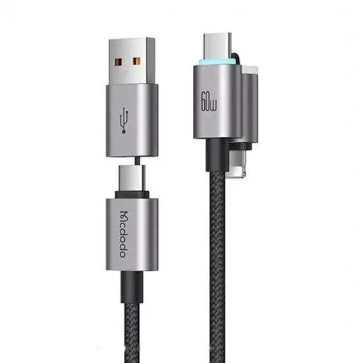 کابل شارژ چندسر 1.2 متری کنفی USB-A و USB-C به USB-C و لایتنینگ مک دودو مدل CA-656-2