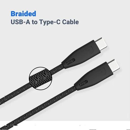 کابل شارژ 2 متری کنفی USB-C به USB-C پاورولوژی مدل PBCC2-1