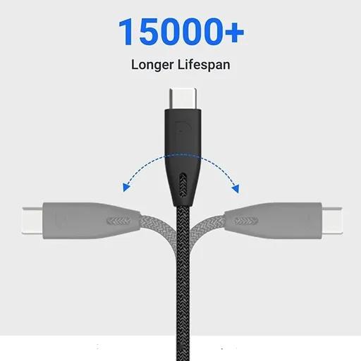 کابل شارژ 2 متری کنفی USB-C به USB-C پاورولوژی مدل PBCC2-2