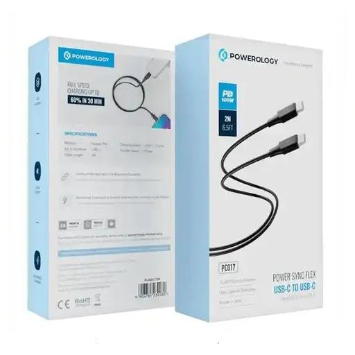 کابل شارژ 2 متری USB-C به USB-C پاورولوژی مدل PCAB017-2
