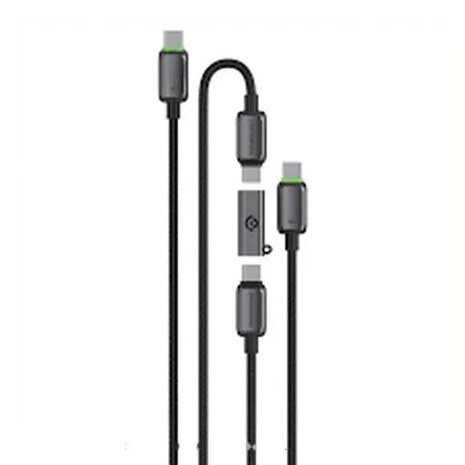 ست کابل شارژ 1 و 2 متری کنفی USB-C به USB-C پاورولوژی مدل PCAB37-0
