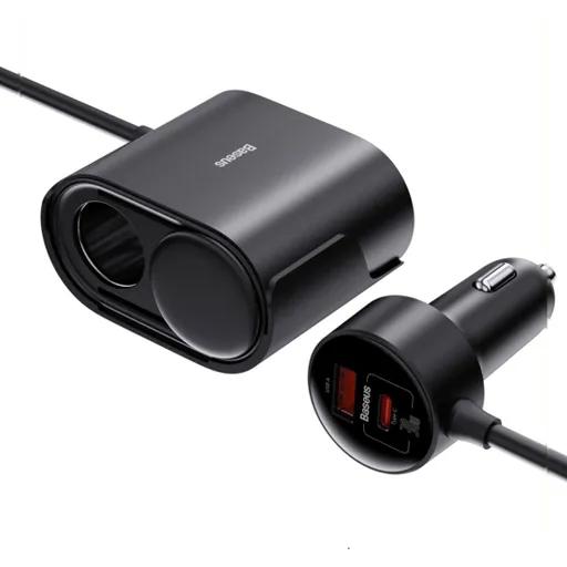 شارژر فندکی 30 وات بیسوس مدل BS-CG010 با دو سوکت فندک-2