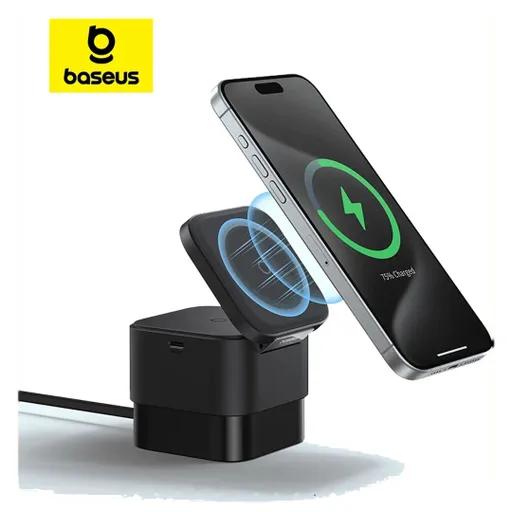 پایه نگهدارنده موبایل و شارژر بی‌سیم 15 وات باسئوس مدل BS-W531-1