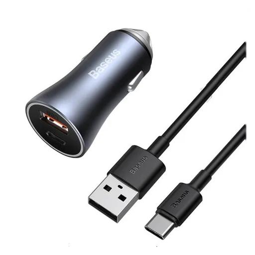 شارژر فندکی 40 وات بیسوس مدل Golden Contactor Pro TZCCJD-0G به همراه کابل USB-C-0