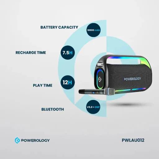 اسپیکر بلوتوثی 150 وات با میکروفون بی‌سیم پاورولوژی مدل PWLAU012-1