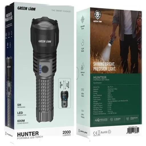 چراغ قوه LED 2000 لومن گرین لاین مدل GNHLEDFL11-1