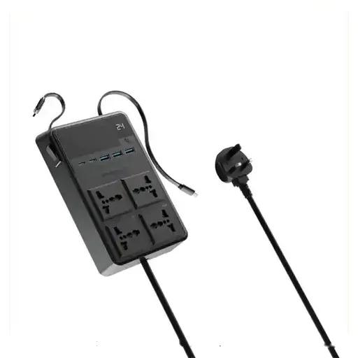 چندراهی برق 4 پریز با کابل جمع‌شونده پاورولوژی مدل PWCUQC029-1