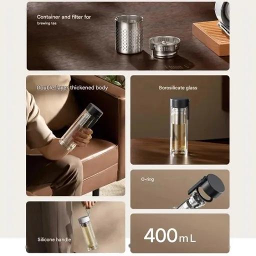 فلاسک شیشه‌ای دوجداره 400 میلی‌لیتری شیائومی مدل BHR8676CN-2